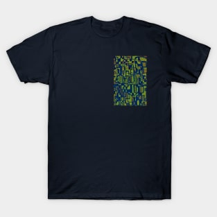 African Abstract Art Pattern - "Ndalu" - Green and Blue Design T-Shirt